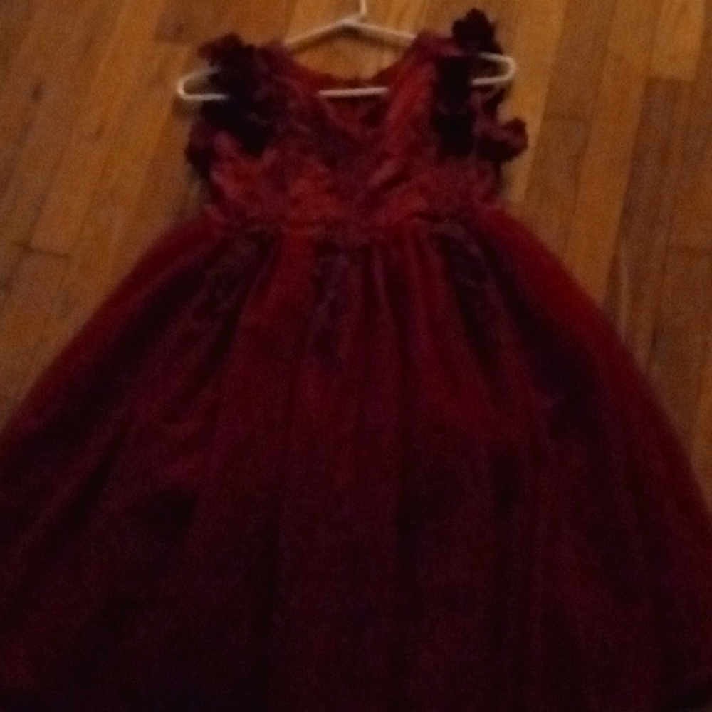 Beautiful Sleeveless Burgundy Trish Scully Girls Formal Holiday Dress.. Size 12.